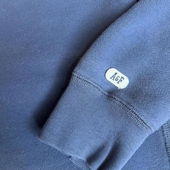 Abercrombie & Fitch Hoodie Womens M 1/4 Zip Fleece Blue Pullover Crop - Picture 3 of 8